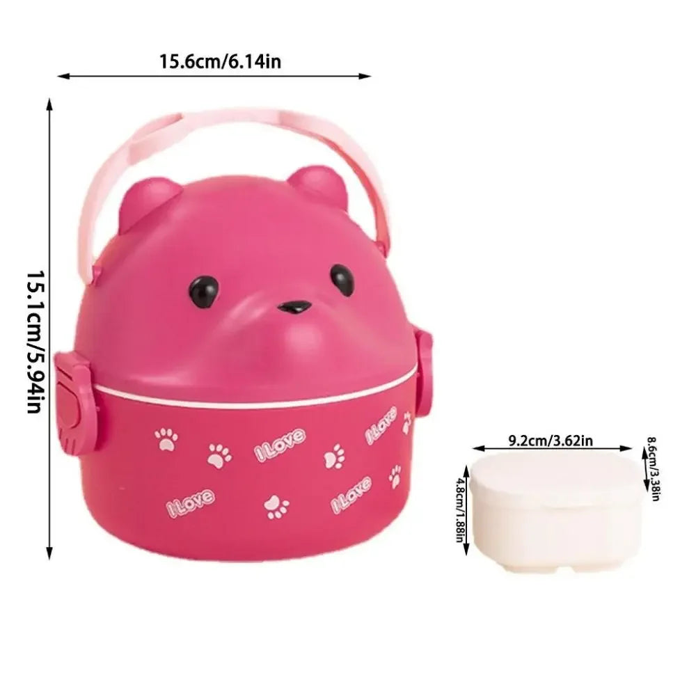 Bear Eyeglass Bento Box Termica per Bambini. Porta Merenda Impermeabile e Impilabile