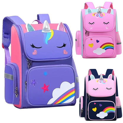 Zaino Unicorno Ragazza 7-13 Anni. Zaino Scuola Impermeabile con Design Arcobaleno