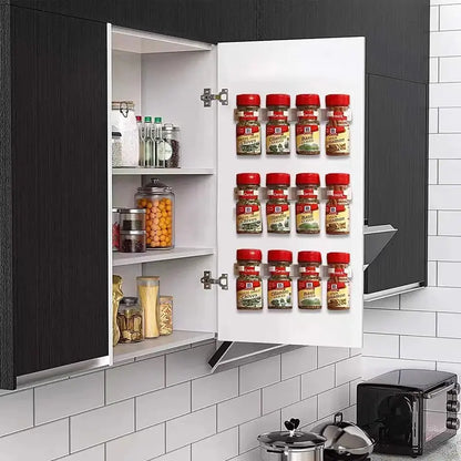 2pcs Wall-Mounted Grey Plastic Spice Rack – Adhesive Jar Holder