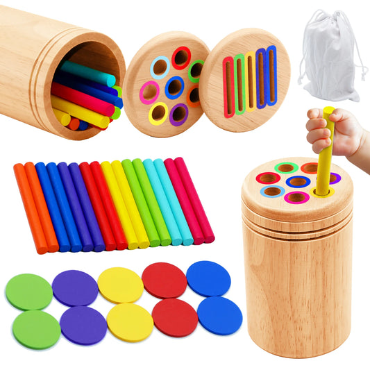 Montessori Wooden Color Sorting Toy: Fine Motor & Sensory Puzzle Fun for Toddlers