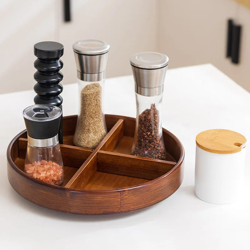 Mensola legno Girevole in Bambù. Organizer Salvaspazio per Cucina o Bagno