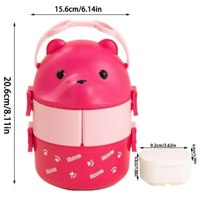 1Pcs New Eyeglass Bear Thermal Bento Box Children 1/2/3 Layers Lunch Box Portable Stackable Food Storage Container