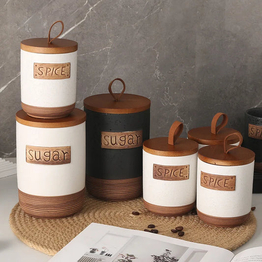Farmhouse Elegance: Handmade Pottery Storage Jar with Wooden Lid – Airtight, Decorative & Functional