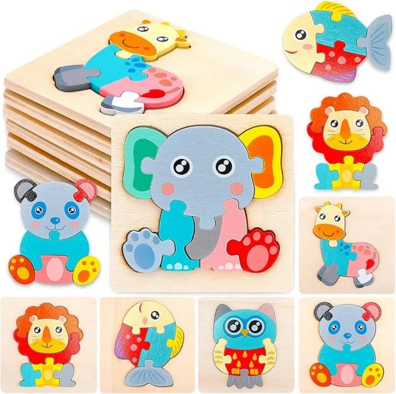 Set Puzzle Montessori in Legno. Apprendimento Divertente per Bambini da 1 a 4 Anni