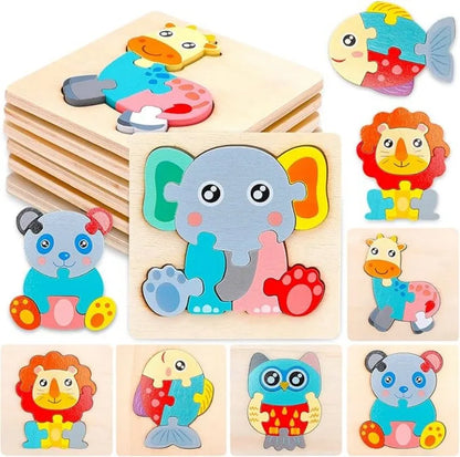Set Puzzle Montessori in Legno. Apprendimento Divertente per Bambini da 1 a 4 Anni
