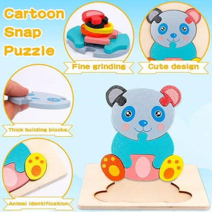 Set Puzzle Montessori in Legno. Apprendimento Divertente per Bambini da 1 a 4 Anni