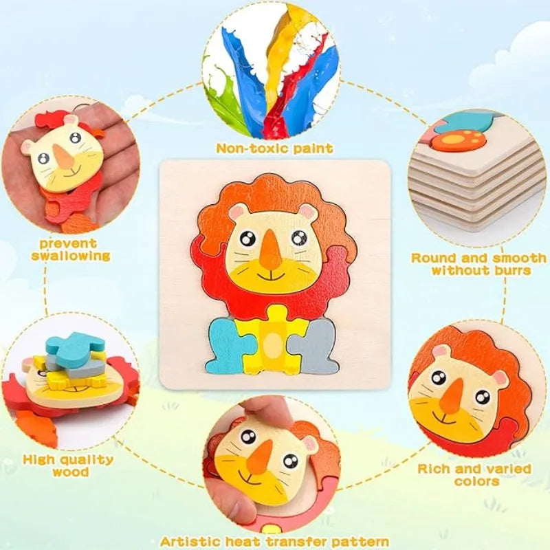 Set Puzzle Montessori in Legno. Apprendimento Divertente per Bambini da 1 a 4 Anni