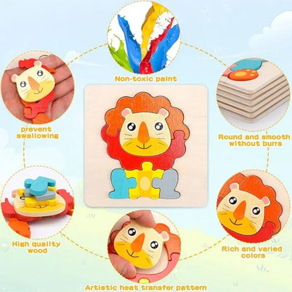 Set Puzzle Montessori in Legno. Apprendimento Divertente per Bambini da 1 a 4 Anni