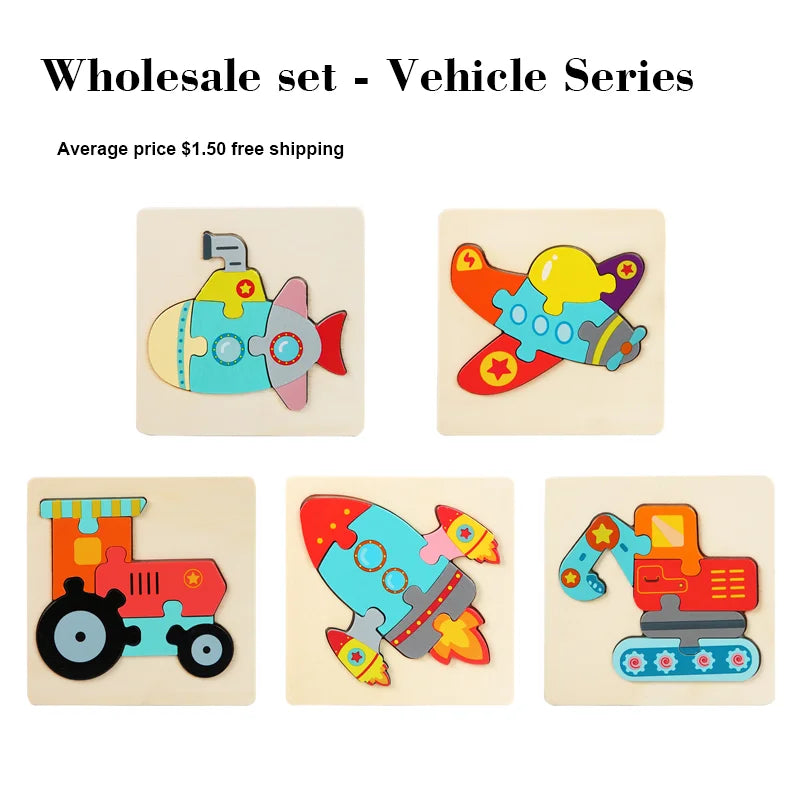 Set Puzzle Montessori in Legno. Apprendimento Divertente per Bambini da 1 a 4 Anni