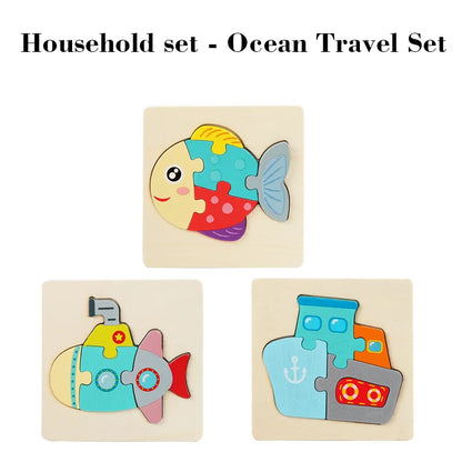 Set Puzzle Montessori in Legno. Apprendimento Divertente per Bambini da 1 a 4 Anni