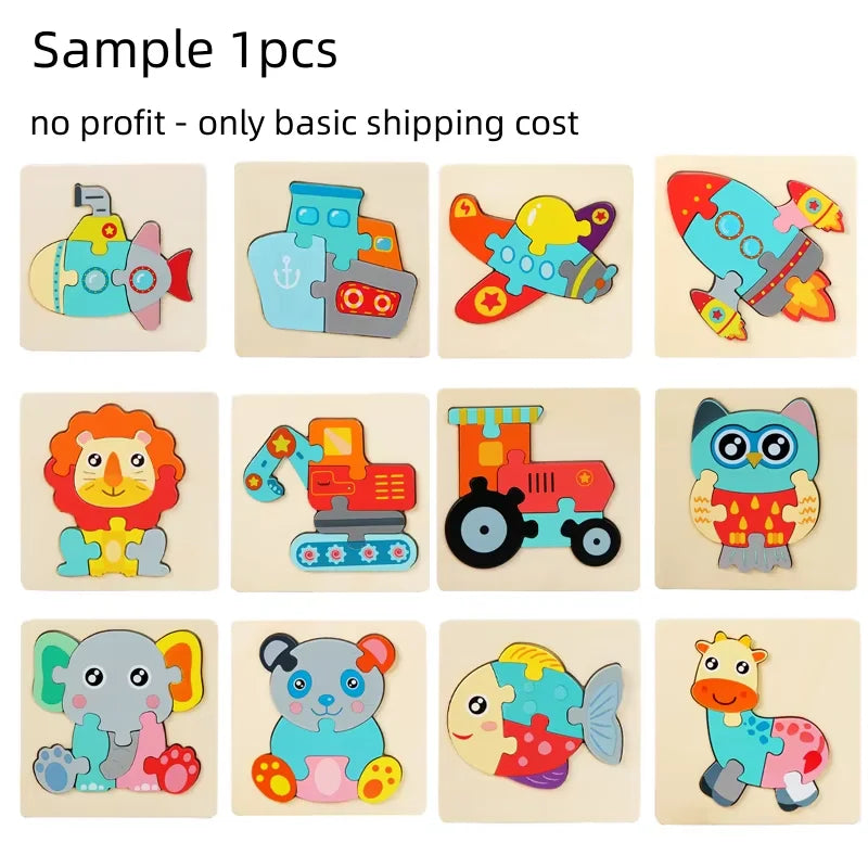 Set Puzzle Montessori in Legno. Apprendimento Divertente per Bambini da 1 a 4 Anni