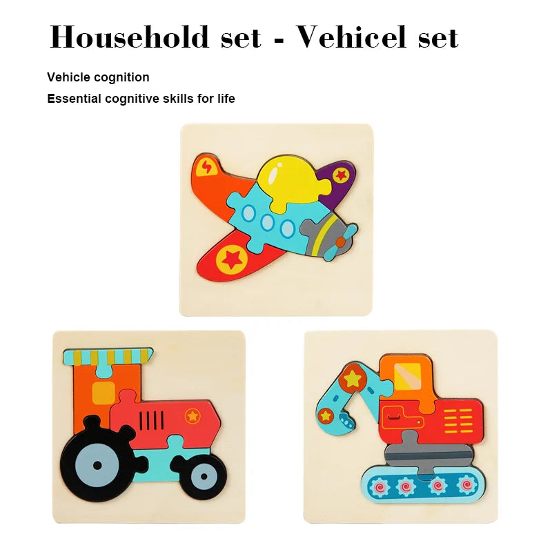 Set Puzzle Montessori in Legno. Apprendimento Divertente per Bambini da 1 a 4 Anni