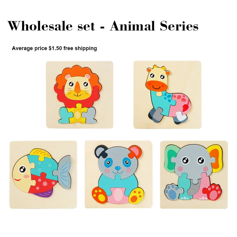 Set Puzzle Montessori in Legno. Apprendimento Divertente per Bambini da 1 a 4 Anni