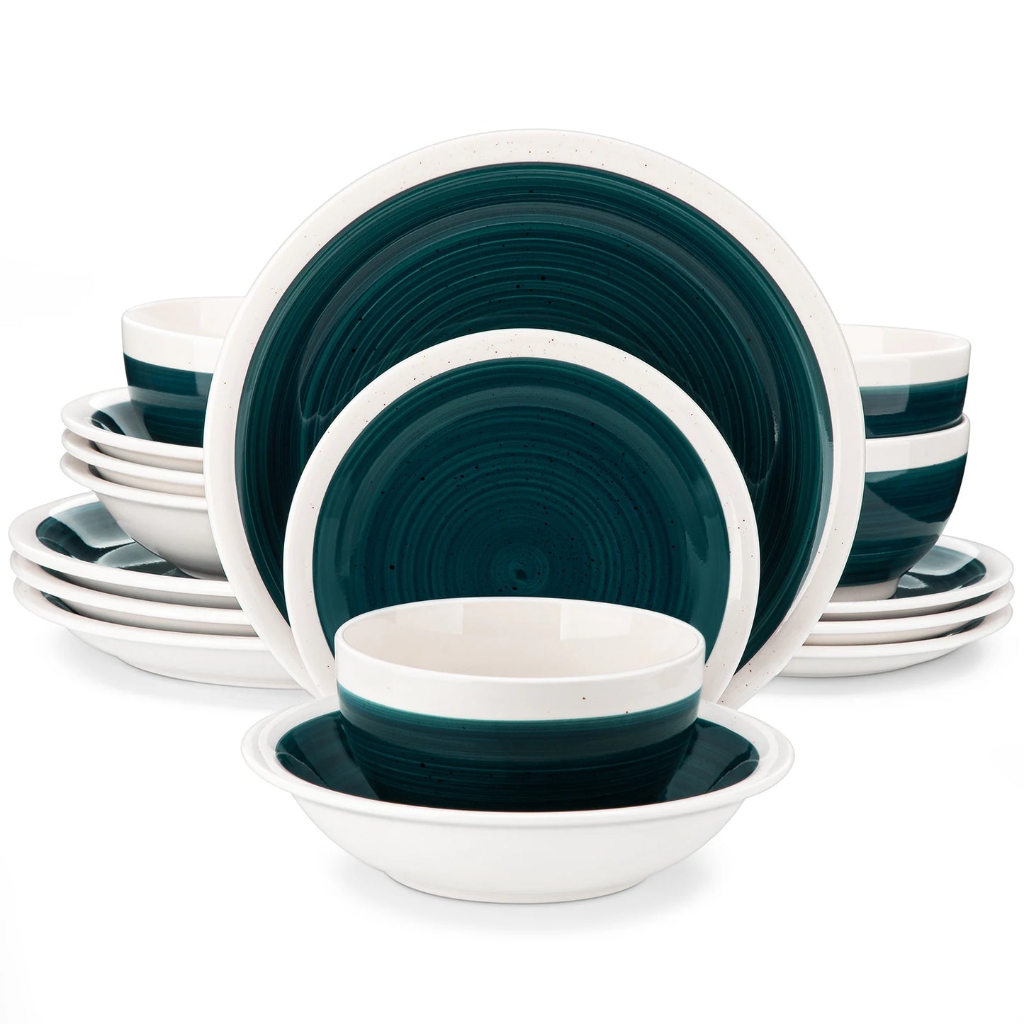 Set di Piatti in Ceramica Dipinta a Mano. Vancasso 16/32 Pezzi Stoneware Elegante e Resistente