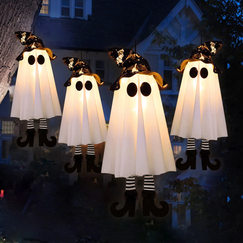 LED Light-Up Halloween Witch Ghost. Scary Hanging Ornaments