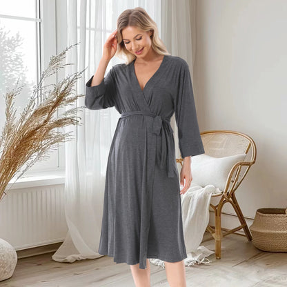 Vestaglia Premaman da Notte con Allattamento. Pigiama Donna per Gravidanza e Ospedale