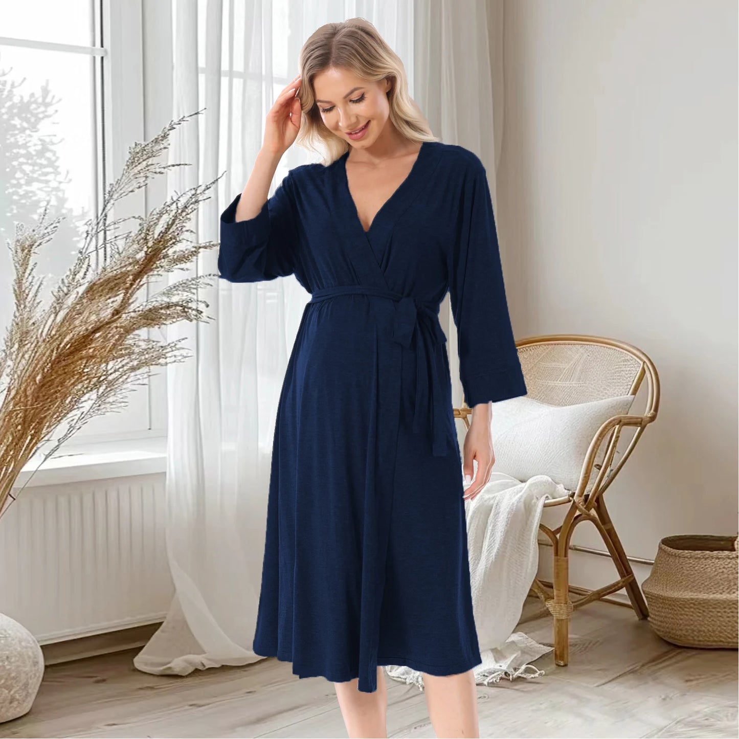 Vestaglia Premaman da Notte con Allattamento. Pigiama Donna per Gravidanza e Ospedale