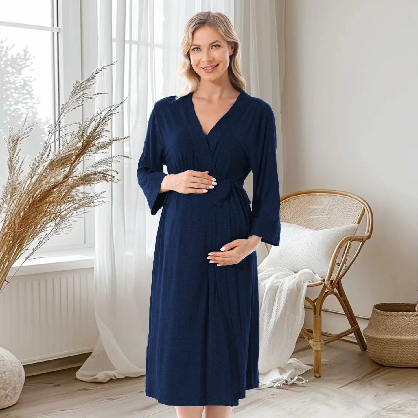 Vestaglia Premaman da Notte con Allattamento. Pigiama Donna per Gravidanza e Ospedale