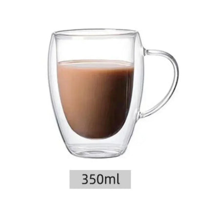 Bicchiere Doppia Parete in Vetro.Tazza Isolata per Caffè, Tè, Espresso, Latte, Cocktail e Whisky