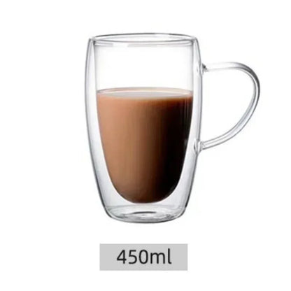 Bicchiere Doppia Parete in Vetro.Tazza Isolata per Caffè, Tè, Espresso, Latte, Cocktail e Whisky