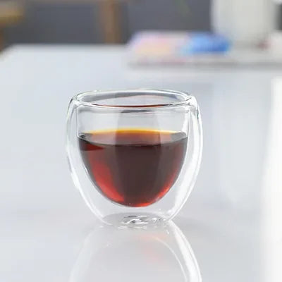 Bicchiere Doppia Parete in Vetro.Tazza Isolata per Caffè, Tè, Espresso, Latte, Cocktail e Whisky