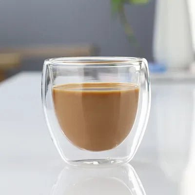 Bicchiere Doppia Parete in Vetro.Tazza Isolata per Caffè, Tè, Espresso, Latte, Cocktail e Whisky