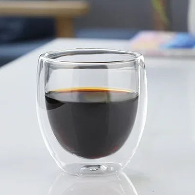 Bicchiere Doppia Parete in Vetro.Tazza Isolata per Caffè, Tè, Espresso, Latte, Cocktail e Whisky