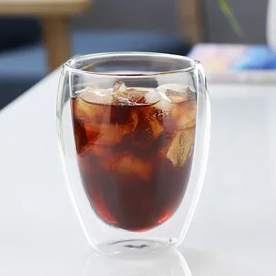 Bicchiere Doppia Parete in Vetro.Tazza Isolata per Caffè, Tè, Espresso, Latte, Cocktail e Whisky