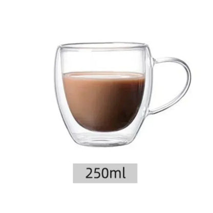 Bicchiere Doppia Parete in Vetro.Tazza Isolata per Caffè, Tè, Espresso, Latte, Cocktail e Whisky